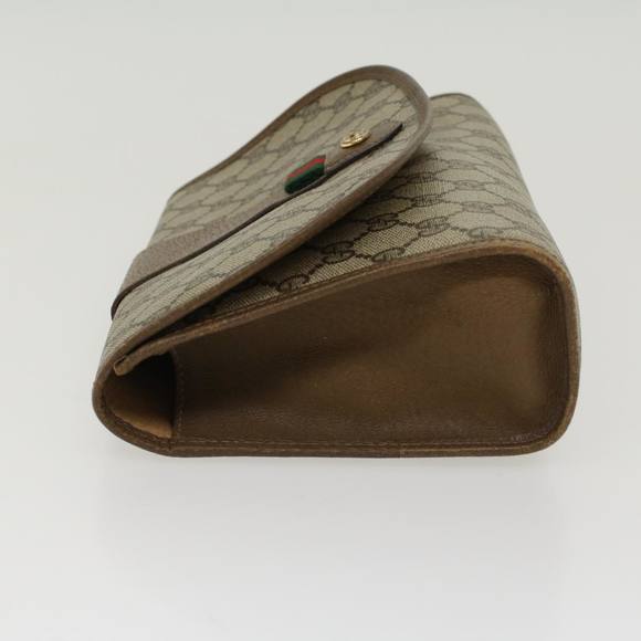 GUCCI GG Canvas Web Sherry Line Clutch Bag PVC Leather Beige Red Auth 45603 - Picture 4 of 16